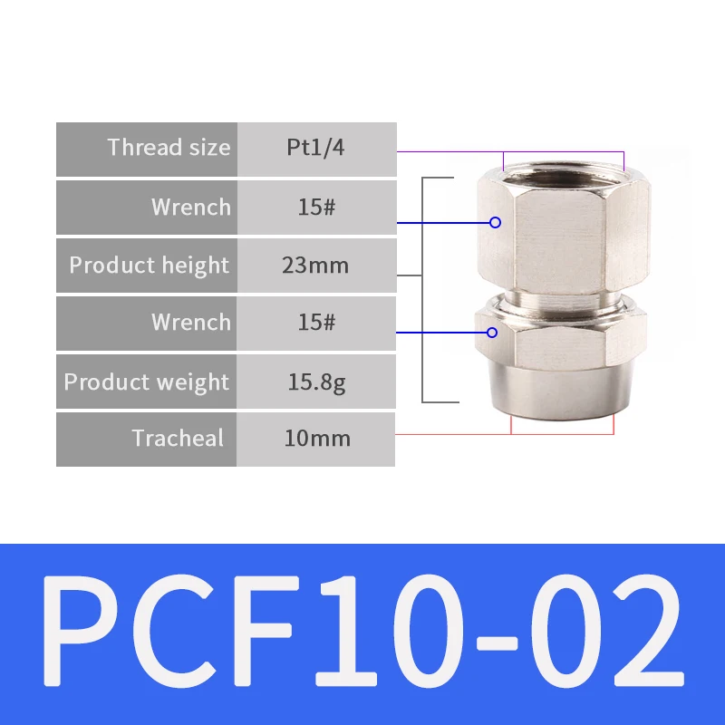PCF-10-02 1 шт. внутренняя резьба прямо через медный материал портативное укупорочное устройство PCF быстрые разъемы фитинг газовый шланг одно касание толкать в - Цвет: PCF-10-02