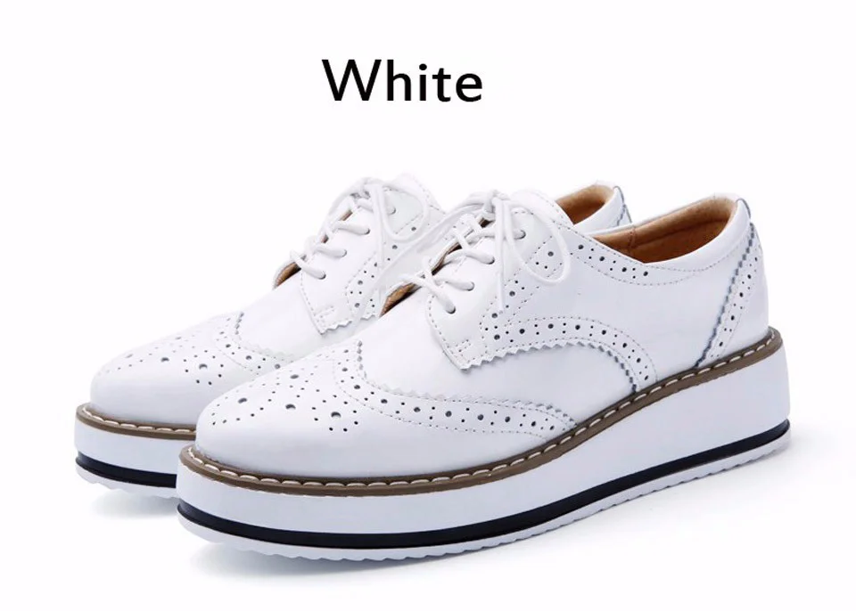 Spring Creeper Women Shoes Patent Leather Platform Shoes Women Flats Fashion Loafers Women Brogues Shoes Oxford Footwear