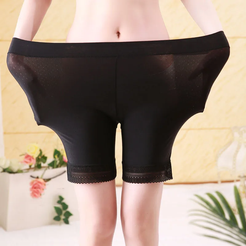 black Jerrinut, женские шорты безопасности штаны, бесшовные трусики с высокой талией, шорты для мальчиков, нижнее белье, боксеры, шелк, для женщин, интимный - Цвет: black