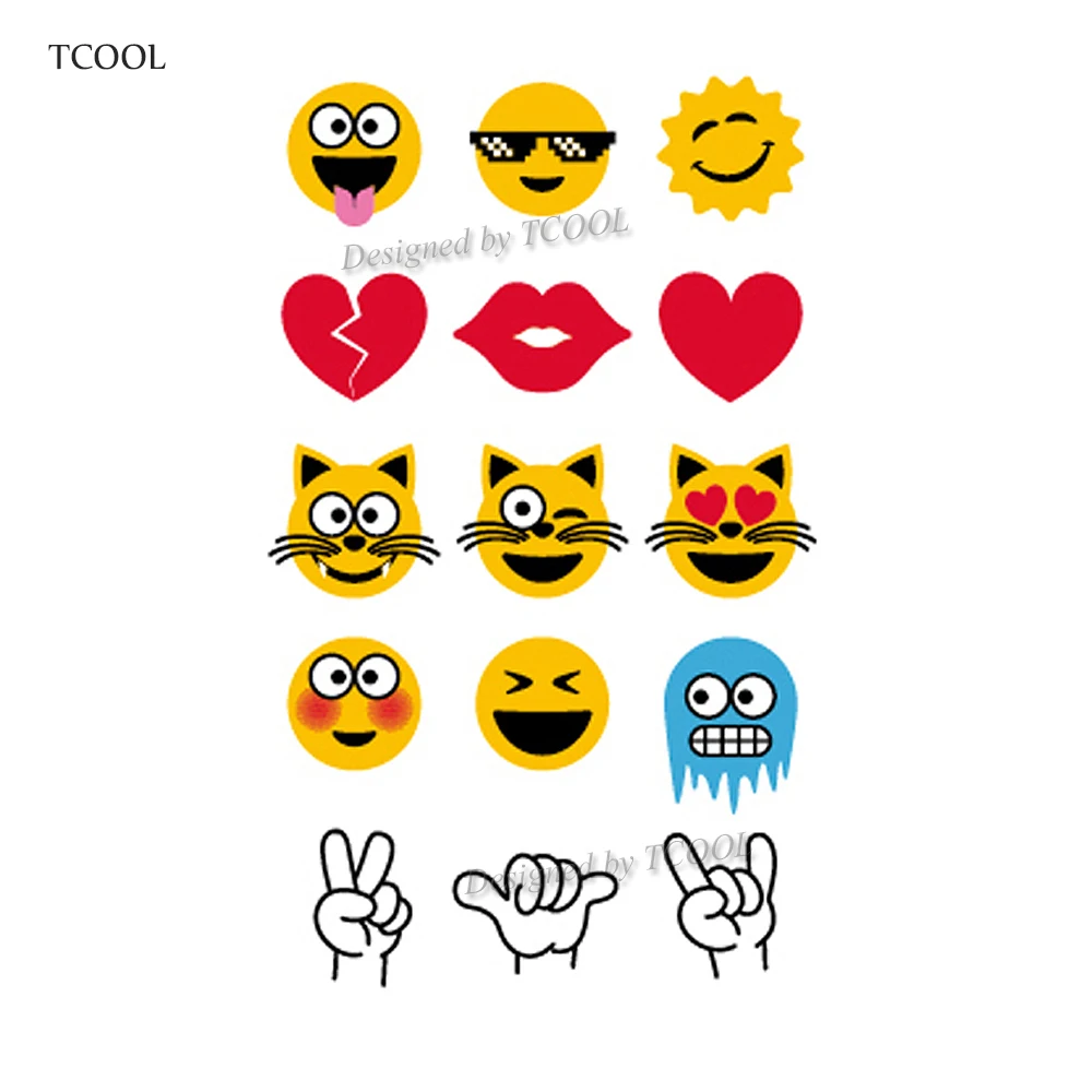 B 041 Wyuen мультфильм emoji детей Временные татуировки Стикеры Водонепроницаемый Мода поддельные Для тела Книги по искусству татуировки 9.8x6 см дети Уход за кожей лица татуировки B-030 - Цвет: B 041