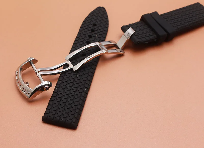 Ремешок резиновый для мужских наручных часов роскошный спортивный черный