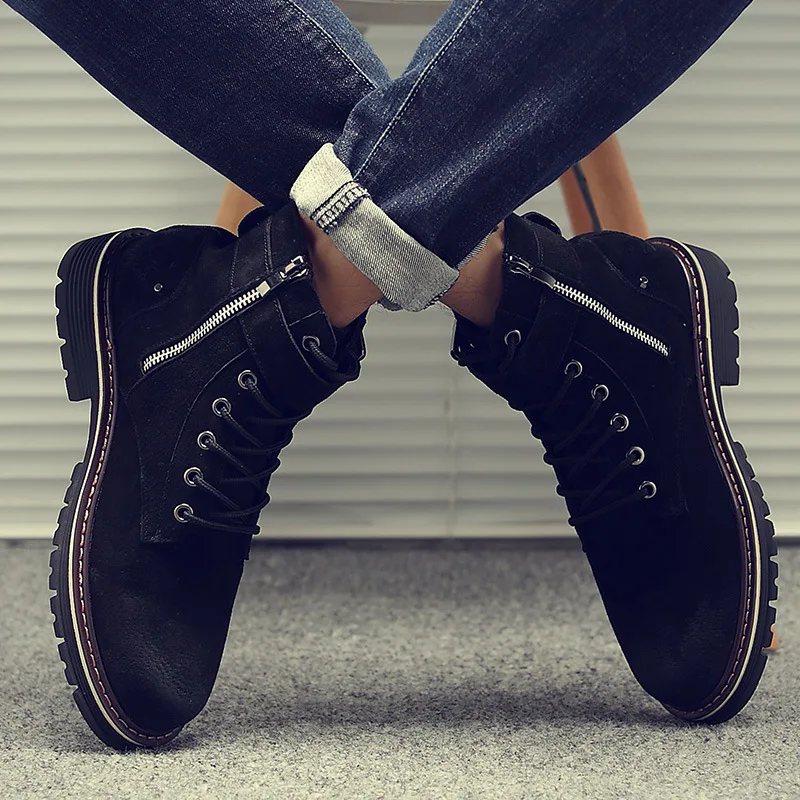 Autumn Martin Boots Men's Desert Tooling Shoes Short Korean Version Of The Trend Wild High-top Retro Leather | Обувь