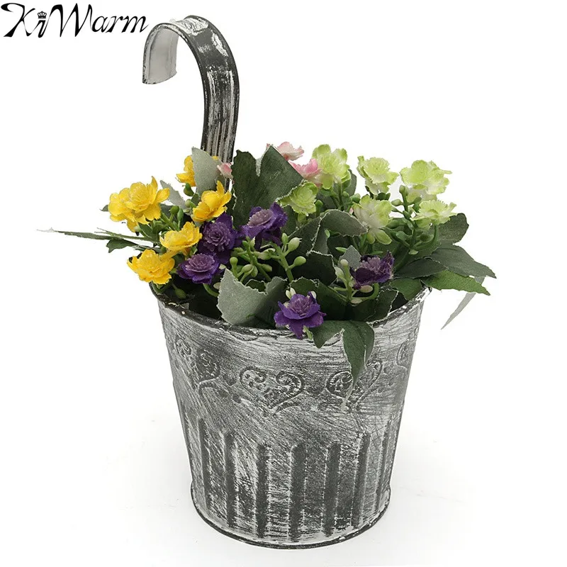 Винтажный металлический подвесной горшок KiWarm Цинковый для садовых растений