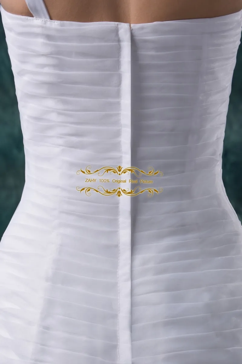 

Organza Mermaid Vestido De Noiva 2016 New Charming Crystal One Shoulder Wedding Dress Sleeveless Beading Zipper Back Bridal Gown