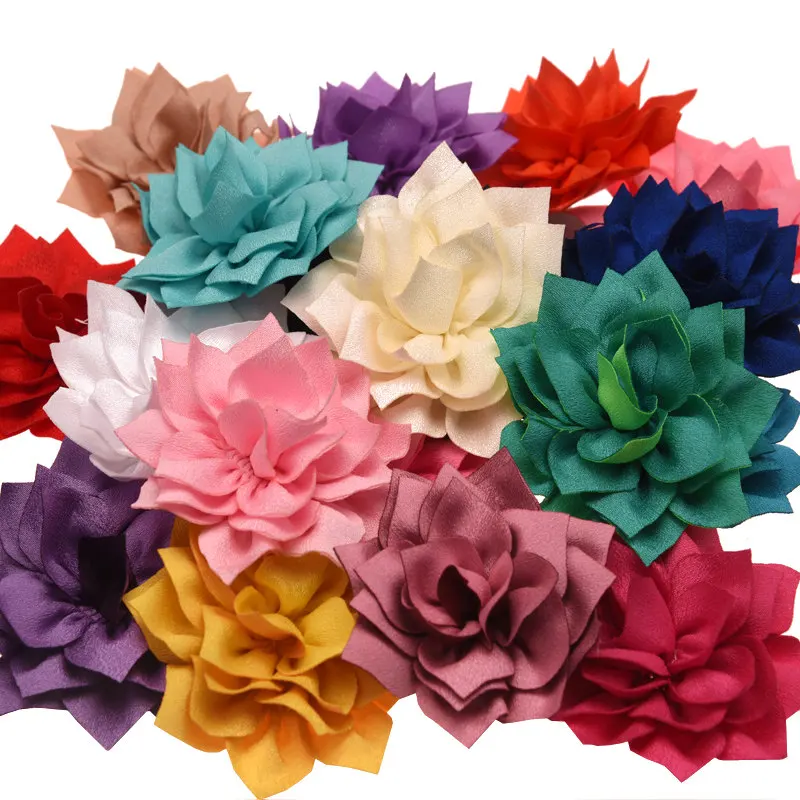 

10pcs Sharp angled 7.5cm Lotus flowers Hair Accessories Flower Boutique Accessory Wedding decoration flower No Hairclips