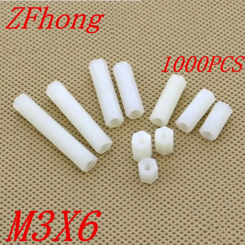 

1000pcs m3*6 M3 x 6 plastic PC female female white hex nylon standoff spacer