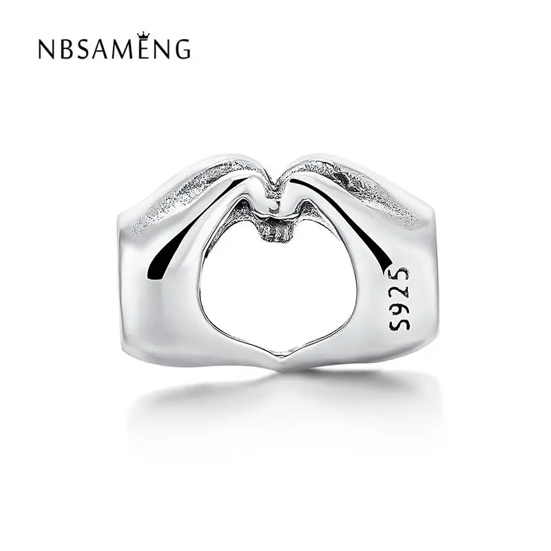 

Authentic 925 Sterling Silver Hand To Hand Hearts Love Charm Beads Fit Pandora Bracelets DIY Jewelry