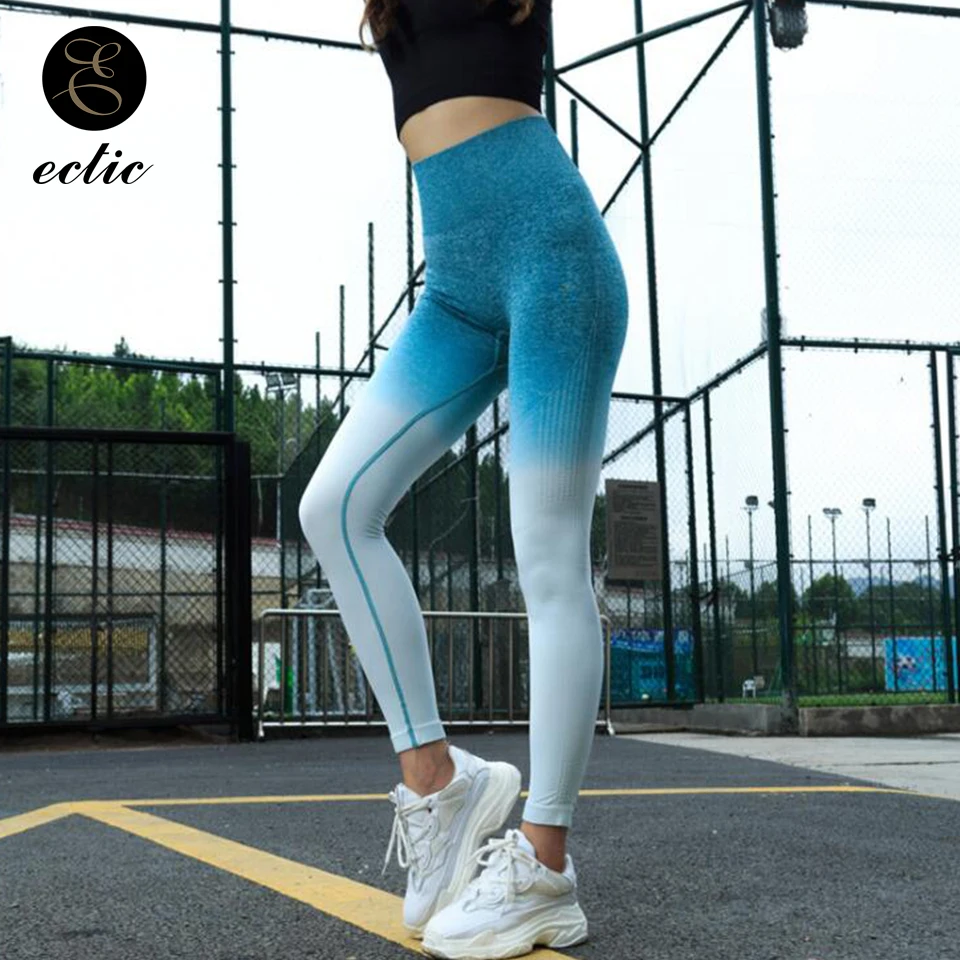 Ombre Leggings Butt Lifting Breathable High Waist Leggings Women Sexy Hip Peach Push Up Pants Gradient Sports Leggings Joggers