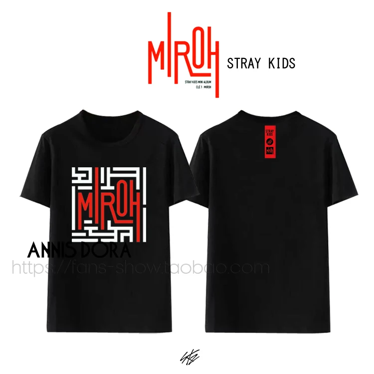 Stray Kids Cle 1: футболка с коротким рукавом и логотипом в том же стиле|Мужские