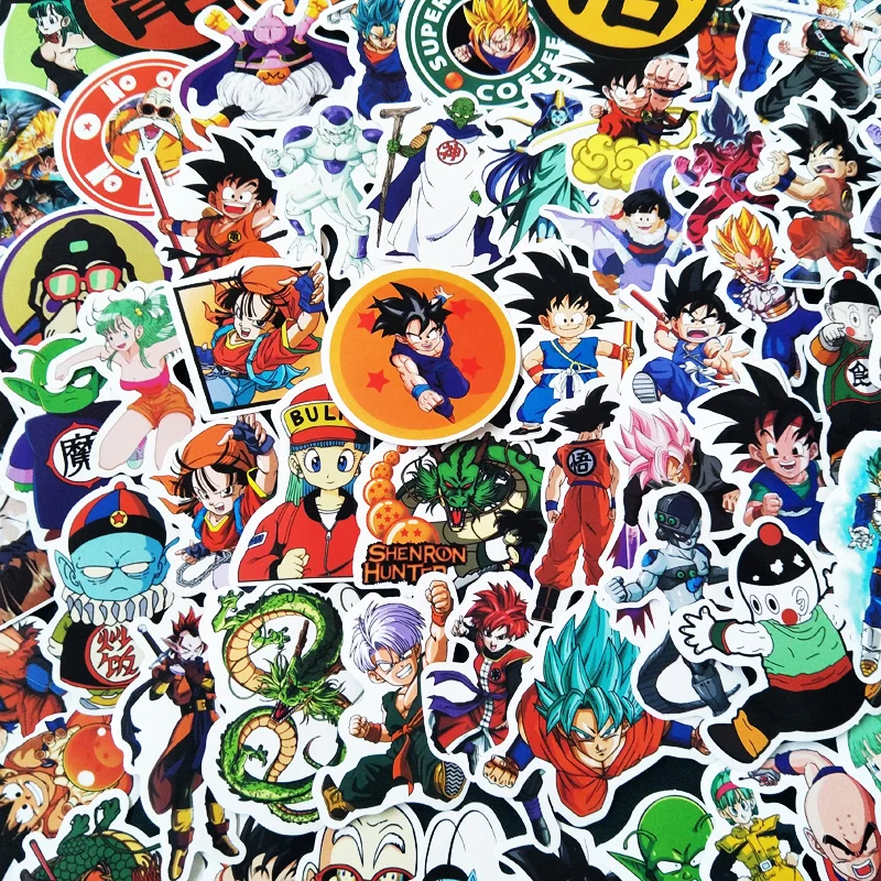 100 шт./лот, аниме, драконий жемчуг, наклейка s Super Saiyan Goku, наклейка s для сноуборда, багажа, автомобиля, холодильника, ноутбука, наклейка