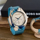 Часы BOBO BIRD reloj mujer, женские часы, деревянные бамбуковые наручные часы, синие мягкие кожаные мужские часы, кварцевые часы, подарочные часы по индивидуальному заказу, для мужчин и женщин