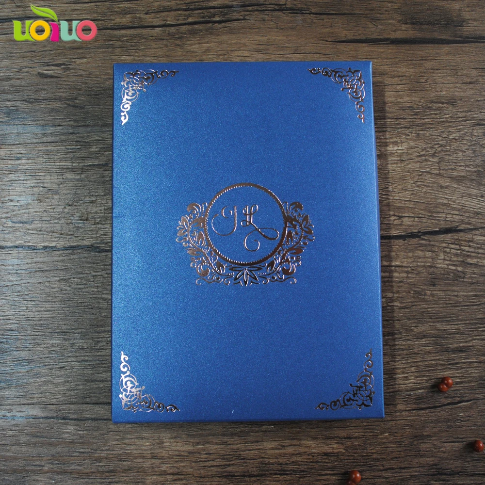 Новейшая акриловая коробка для свадебных приглашений Королевского синего цвета
