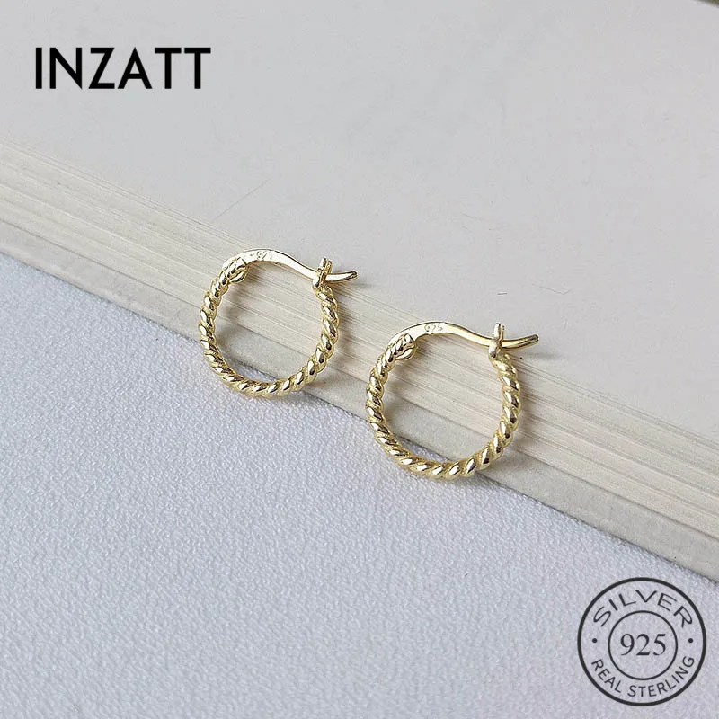 INZATT, настоящее 925 пробы, серебряные, минималистичные, геометрические, спиральные, крутые, круглые серьги-кольца для модных женщин, вечерние, OL, хорошее ювелирное изделие