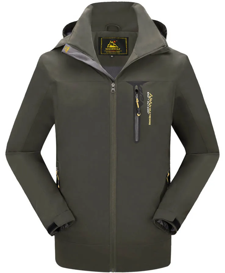 Army green Man Мужская и женская негабаритная походная куртка для горных походов, рыбалки, катания на лыжах, скалолазания на велосипеде, походная куртка, флисовая водонепроницаемая куртка для девушек и девушек - Цвет: Army green Man