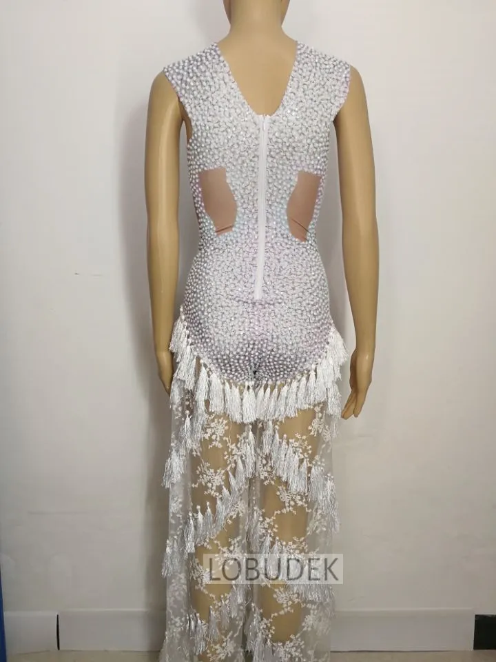 Женский комбидресс с кисточками сексуальный для выступлений ночного клуба |