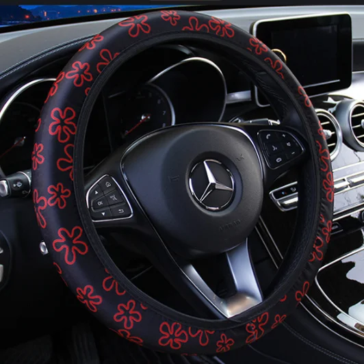 Style 3 TOPDECAR Чехлы рулевого колеса автомобиля с цветочным принтом противоскользящие автомобильные стильные эластичные рулевые Чехлы универсальные аксессуары для интерьера - Название цвета: Style 3
