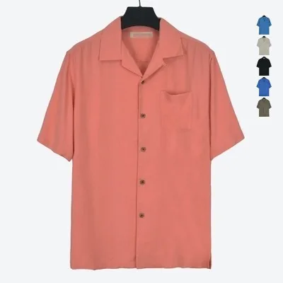 Однотонная рубашка шелковая Повседневная рубашка короткий рукав плюс размер мужчины xxxxl подходит 80-130 кг Большой отложной воротник зеленый