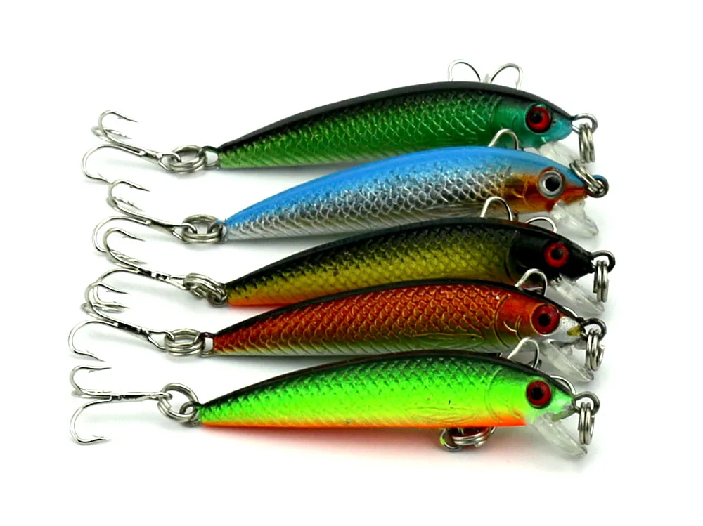 

5 color 5.5CM 3.6G 8# hooks small classic plastic hard baits isca artificial 3d Minnow fishing lures 30pcs carp fishing tackle