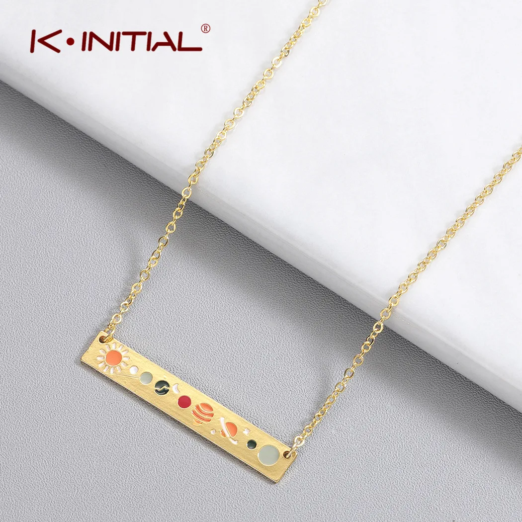 Kinitial модная планка планет ожерелье Вселенная Геометрическая подвеска панели