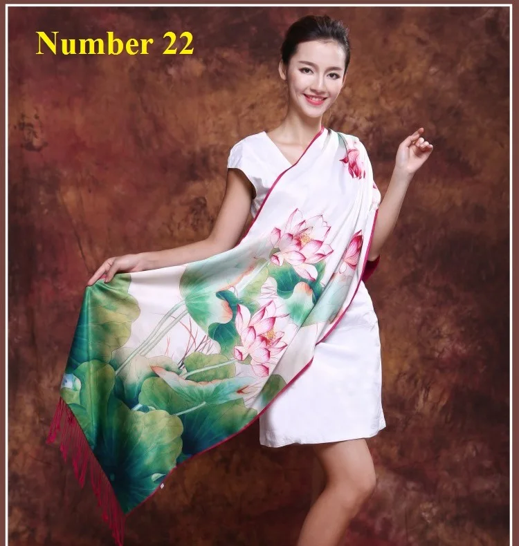 Шёлковый шарф Shanghai Story двухслойный матовый кашемир ручная работа женская