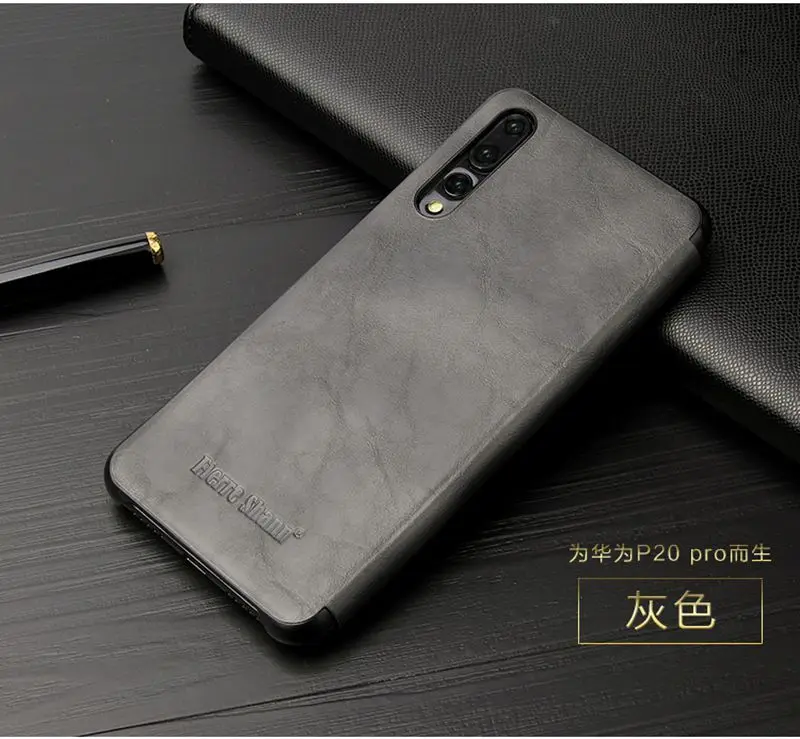 Gray Чехол для Hawei Mate10 P20 Pro Smart View, роскошный кожаный чехол Etui для телефона, аксессуары, оболочка, чехол с окном для сна - Цвет: Gray