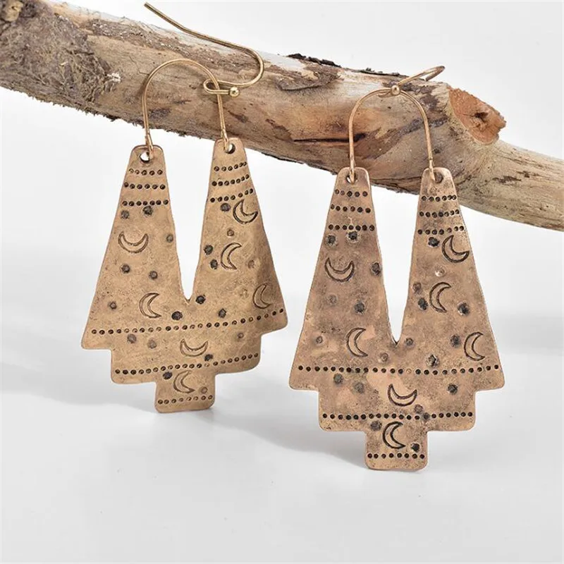 2017 новые Винтажные висячие серьги из сплава с геометрическим рисунком тибетские