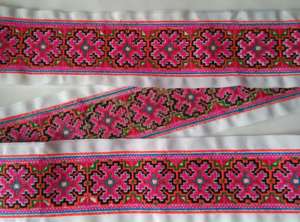 Вышивка miao hmong крючком хлопковая ткань кружевная отделка 8 см платье с воротником