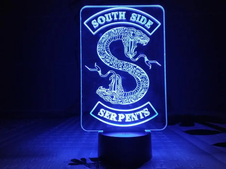 Значки ривердейл Змеиный Логотип Ночной светильник светодиодный Southside Serpents вывеска для декора вещей ривердейл аксессуары подарок настольная лампа для спальни