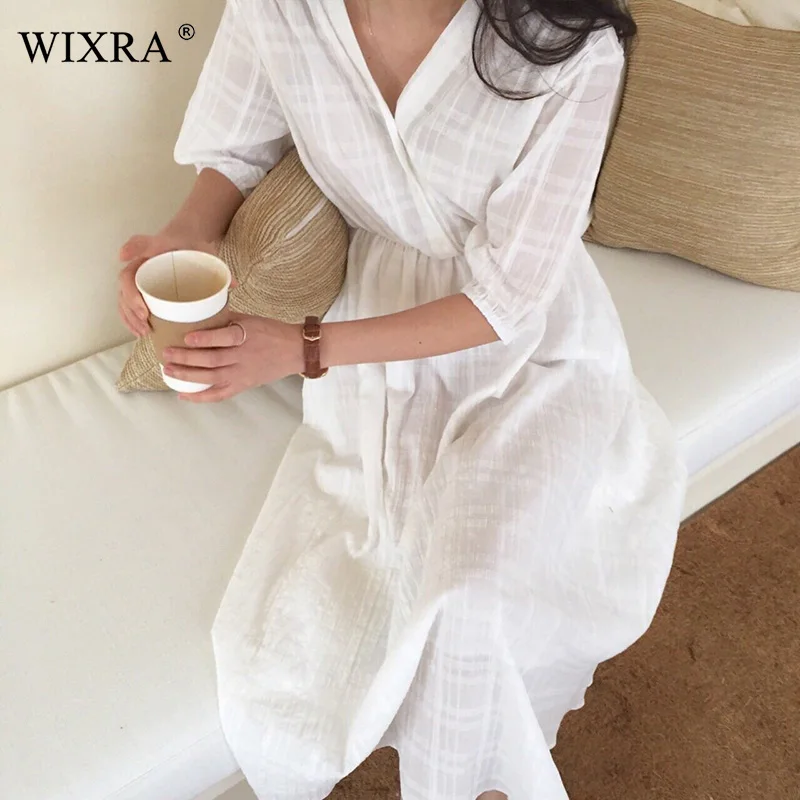 Wixra 2019 Normcore платье с v-образным вырезом свободное женское весенне-летнее