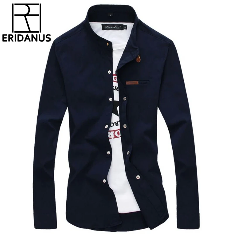 2017 Мужская рубашка Новое поступление повседневная хлопковая Kemeja облегающая