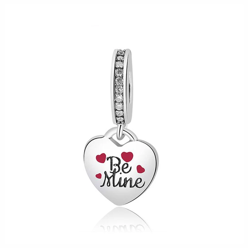 Be Mine Soulmates Аутентичные оригинальные бусины из стерлингового серебра 925 амулет, сердечко любви семейное дерево мама талисманы подходят Пандора браслеты для женщин DIY ювелирные изделия - Цвет: Be Mine Soulmates