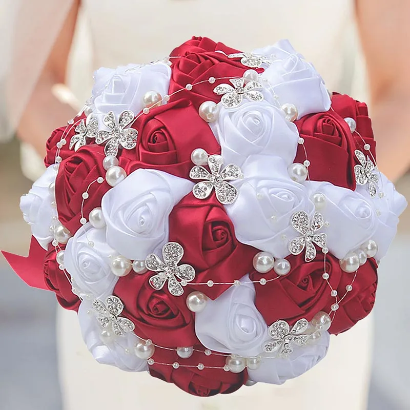 

Романтический свадебный букет для подружки невесты, букеты для невесты, роскошное украшение для дома, двухцветный цветочный букет с розой и...