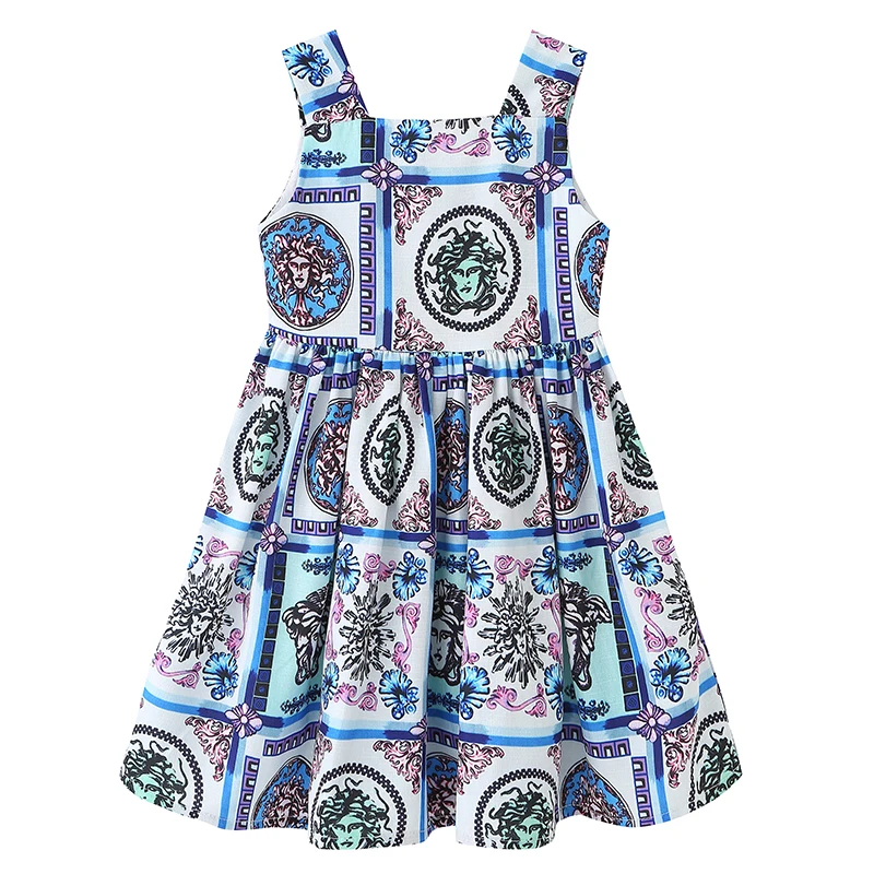 Новое модное летнее платье для девочек одежда маленьких детские платья без
