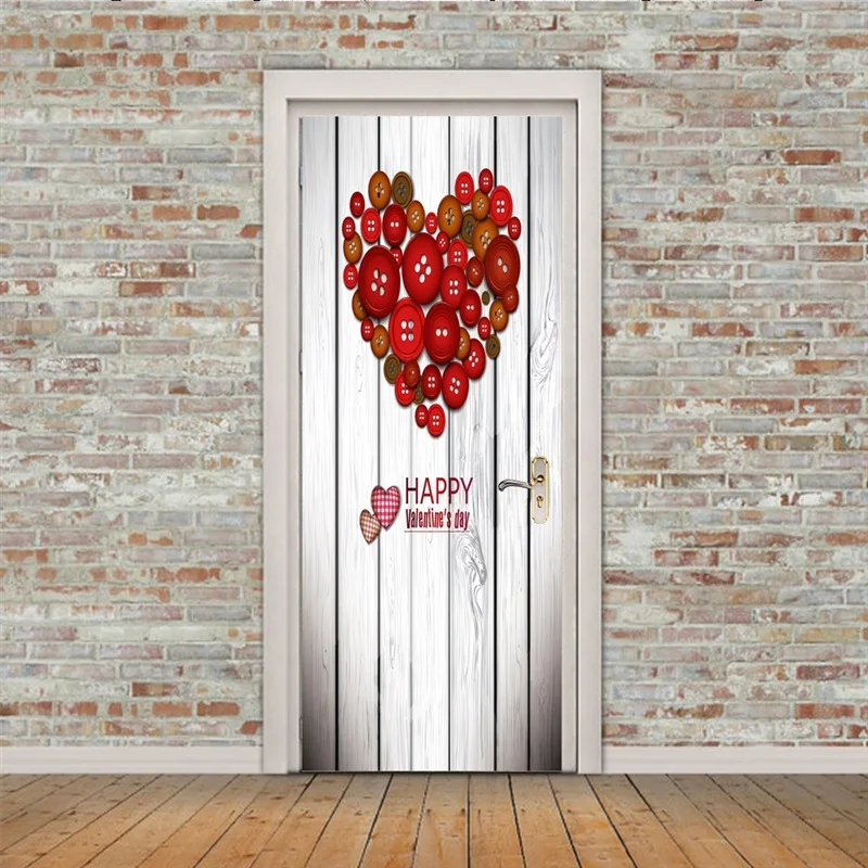 Door Stickers6 С изображением пейзажа с фонтаном креативная художественная дверь водостойкая 3D настенная палка Diy самоклеящаяся художественная домашняя Декорация-наклейка - Цвет: Door Stickers6