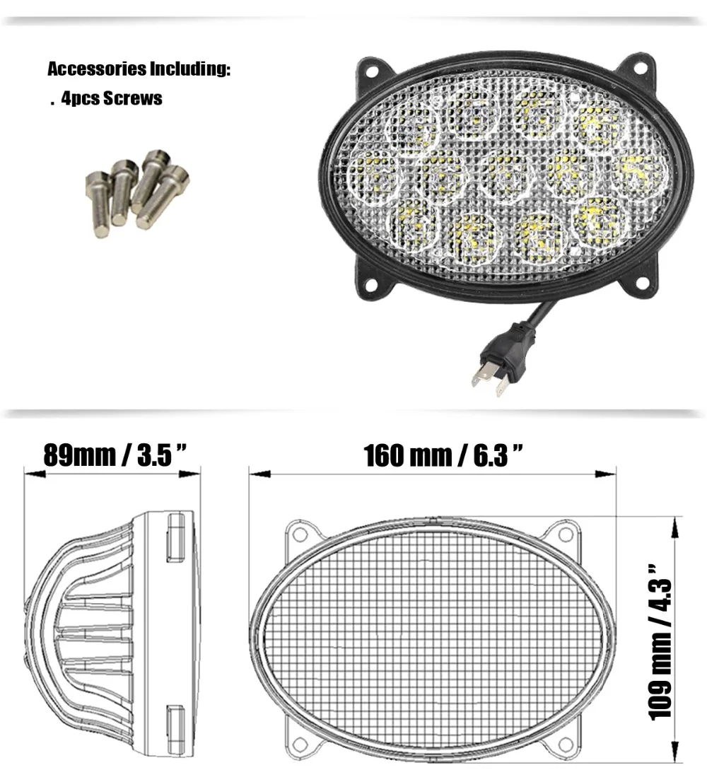 65 Вт светодиодные рабочие огни овальные 6,5 дюймов Led Высокий Низкий луч потока 12 в 24 В Led трактор дальнего света для John Deere Case IH 1 шт