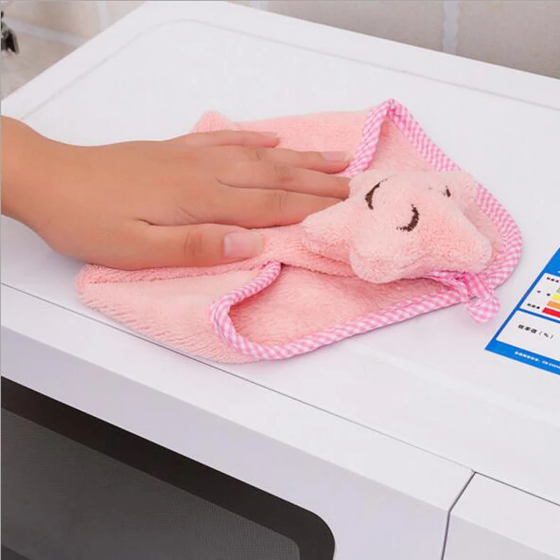 Висячие милые бархатные салфетки со смайликом кораллового цвета полотенца для