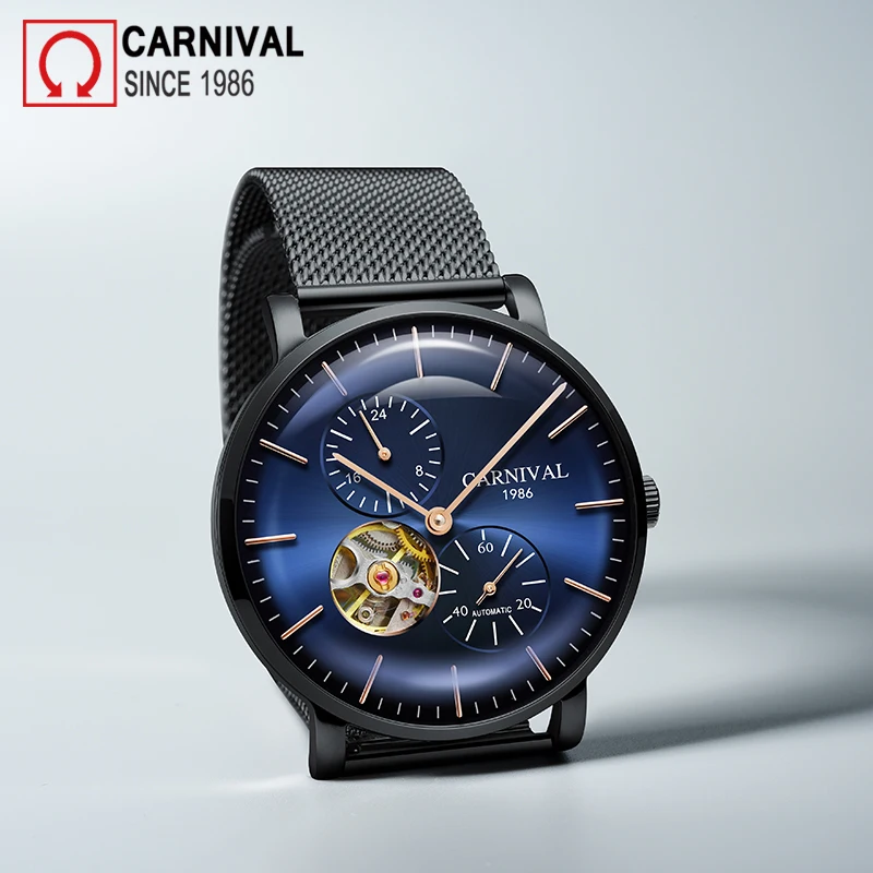 Часы Carnival Tourbillon Мужские автоматические механические из нержавеющей стали