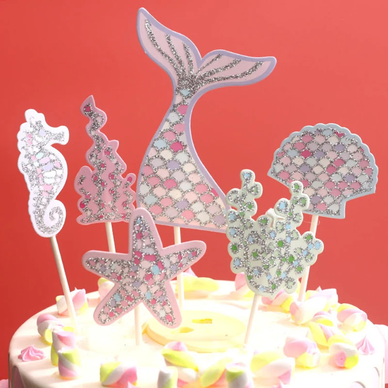 6 шт./компл. торты на день рождения декор кекса морская Русалка украшение для