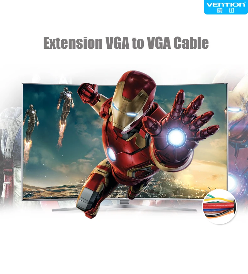 Vention расширитель порта VGA кабель 1 м 1,5 м 2 м 3 м Высокое качество мужского и женского пола Удлинительный кабель VGA для компьютера Проектор Монитор Экран