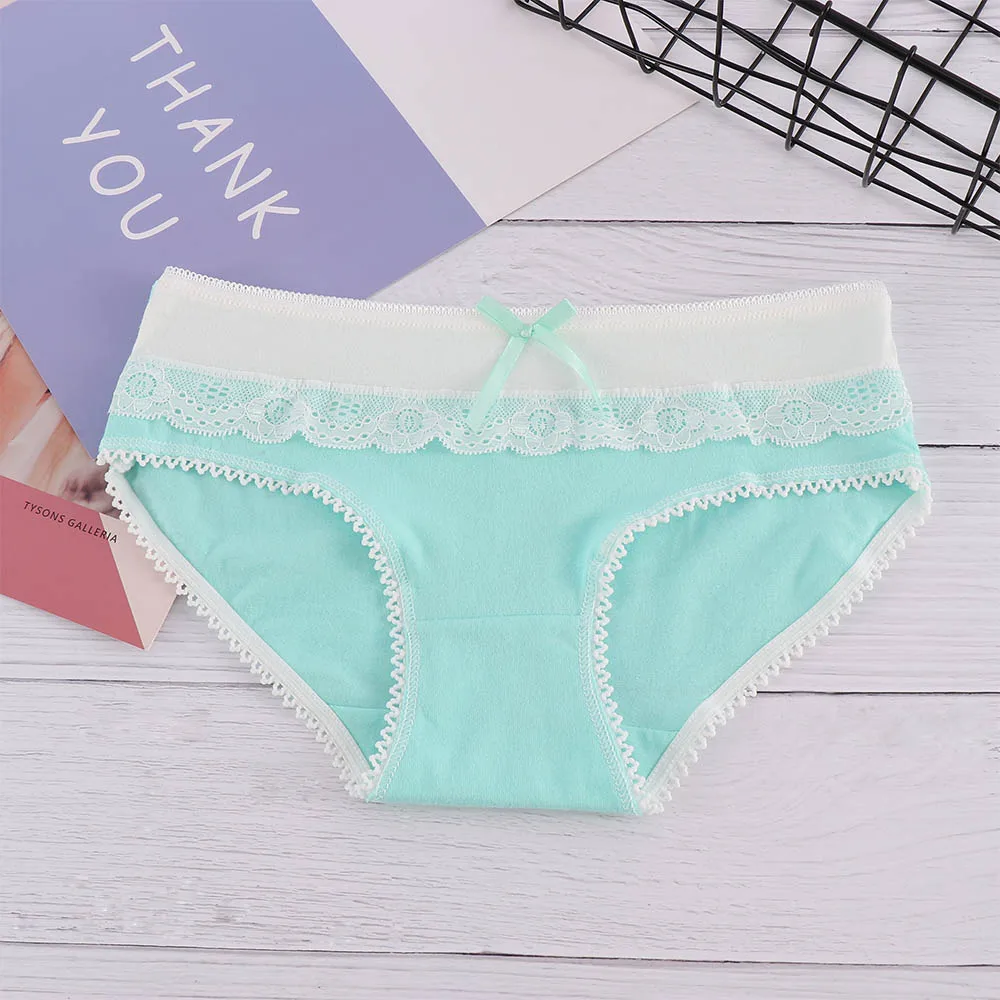 Сексуальные Бесшовные хлопковые кружевные трусики с бантом женские милые низкой