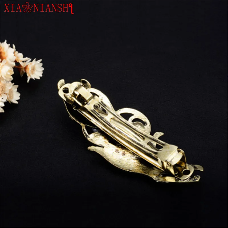 Заколка для волос женская из античного бронзового золотого сплава с эмалью в