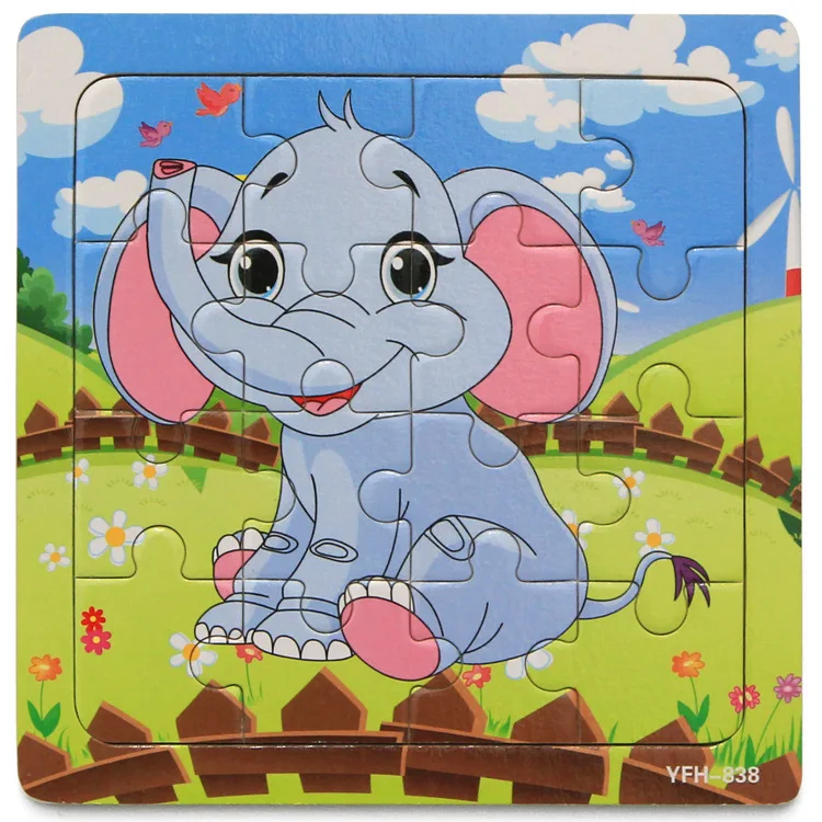 

16 pcs wooden jigsaw puzzle toy animal educational toys