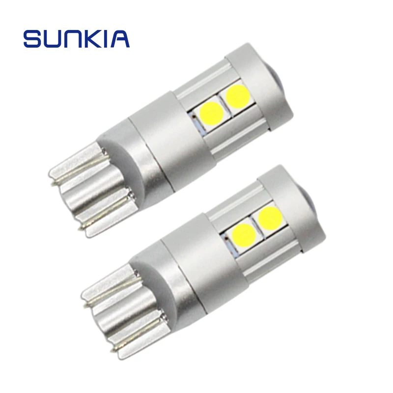 SUNKIA 2 шт./лот T10 Светодиодная лампа W6W 194 168 без ошибок внутренняя внешняя CANBUS 3030 9SMD