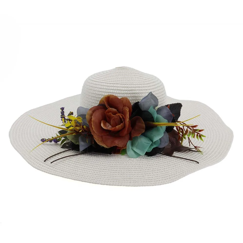 Летнее простое морское Солнце Защита соломенная шляпа складной цветок пляж дамы
