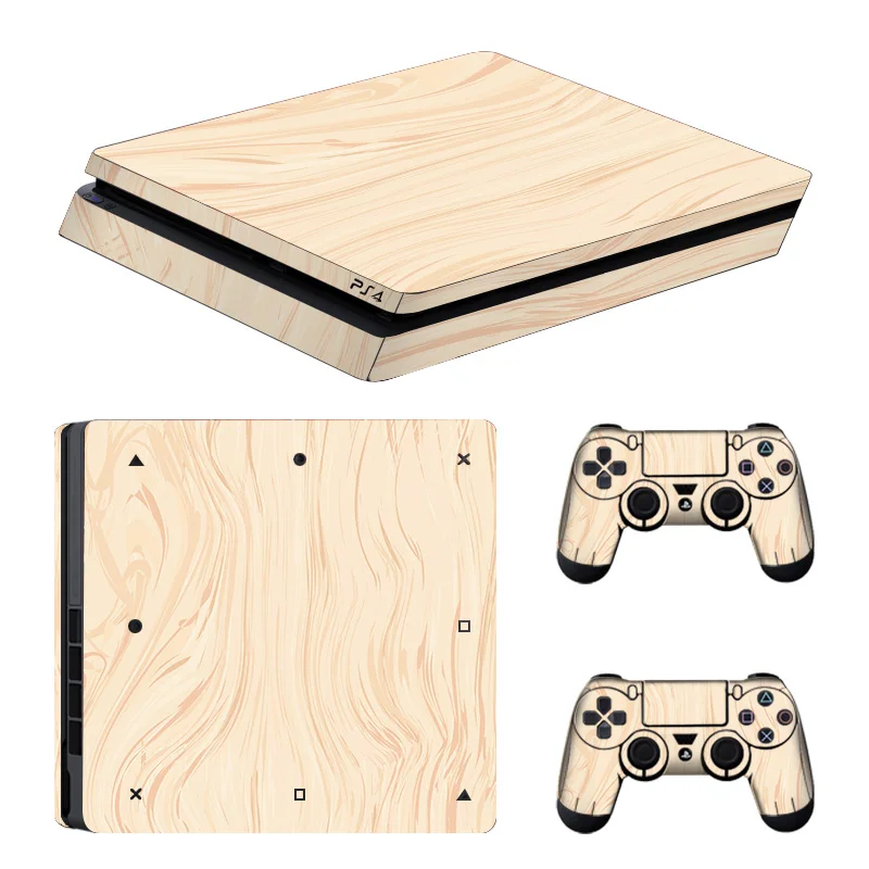 Деревянная консоль, кожный чехол для Playstation 4, тонкая консоль PS4, тонкая кожа, наклейки, контроллер, светодиодный, защитный