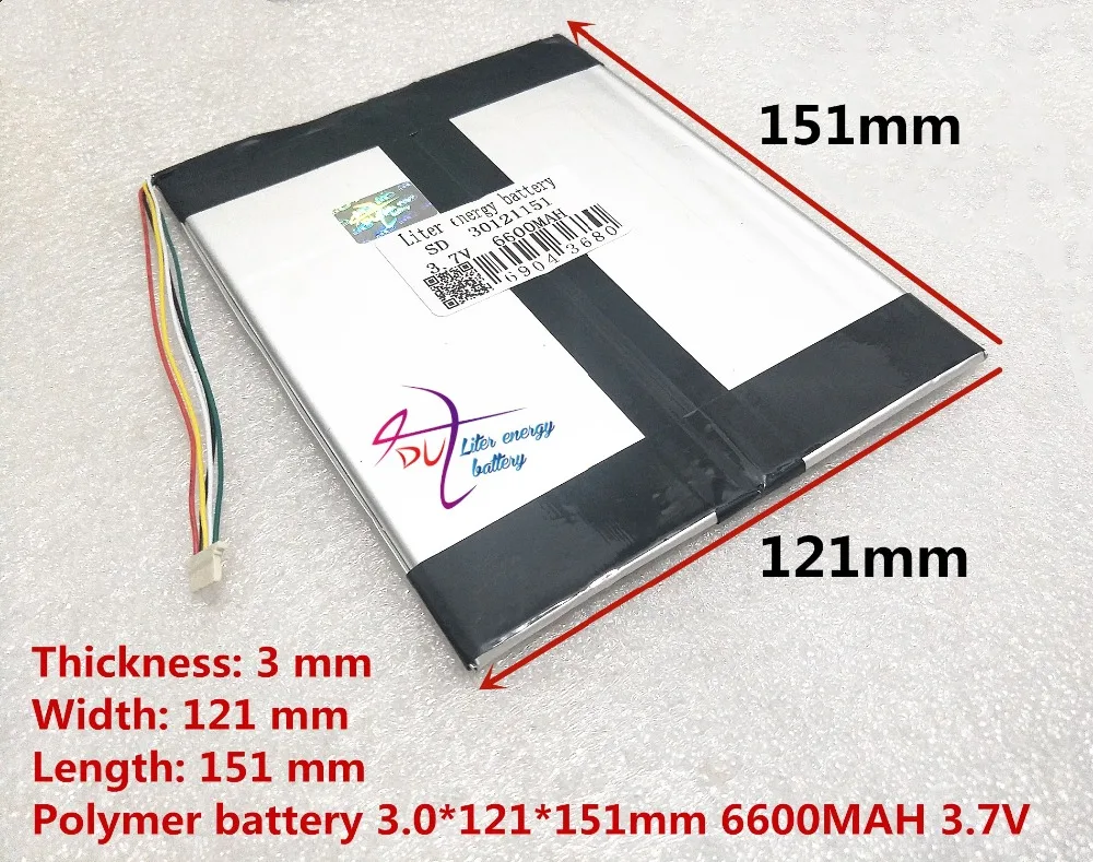 5 нитей планшетный аккумулятор 3 7 V 30121151 литий полимерный 6600mAH навигационное