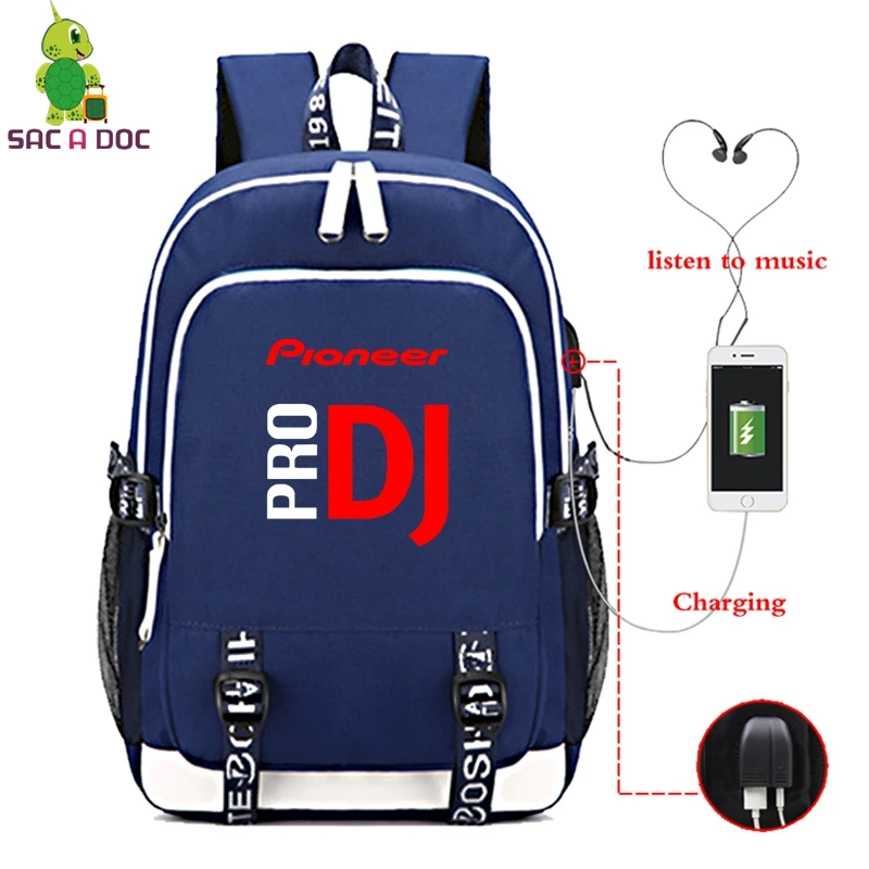Canvas backpack Черные рюкзаки Холщовая Сумка Bolsos Para Hombre Mochila Anti Roubo мужской рюкзак для путешествий Pioneer Pro Dj рюкзак Usb зарядка - Цвет: Canvas backpack