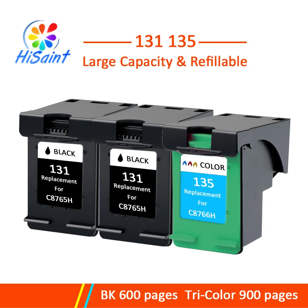 Hisaint 3 шт. 131 135 сменный картридж для чернил HP Deskjet 460 5740 5940 6520 6540 5743 5943|Чернильные