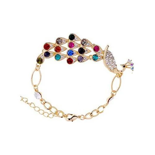 Золото тон кристалл павлин горный хрусталь птица браслет цепочка|bracelet hemp|bangles