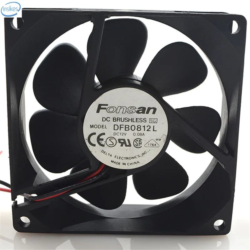 DFB0812L DC 12V 0.08A 8025 80*80*25 мм 2 провода двойной шаровой подшипник охлаждения осевой